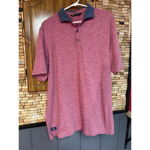 Travis Mathew Gold Polo Mens Shirt Heather Pink Casual Common Interest Logo XXL